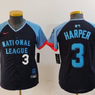 Youth National League #3 Bryce Harper Navy 2024 All-Star Limited Stitched Baseball Jerseys