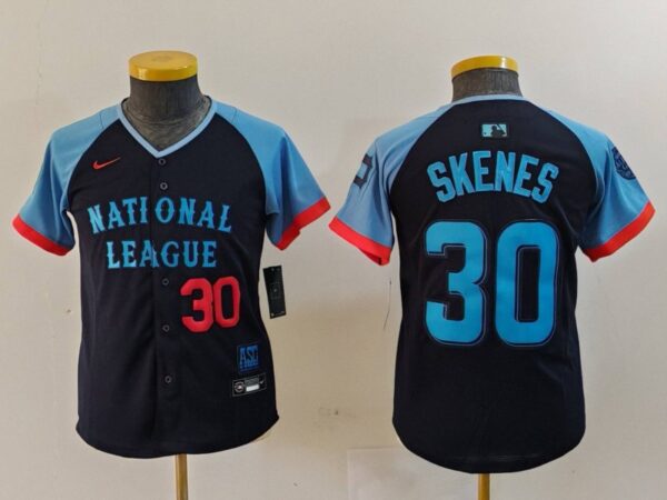 Youth National League #30 Paul Skenes Navy 2024 All-Star Limited Stitched Baseball Jerseys