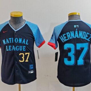 Youth National League #37 Teoscar Hernandez Navy 2024 All-Star Limited Stitched Baseball Jerseys