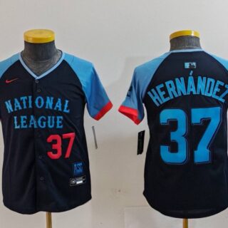 Youth National League #37 Teoscar Hernandez Navy 2024 All-Star Limited Stitched Baseball Jerseys