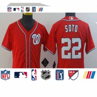 Youth Nationals 22 Juan Soto Red Youth Cool Base Jersey