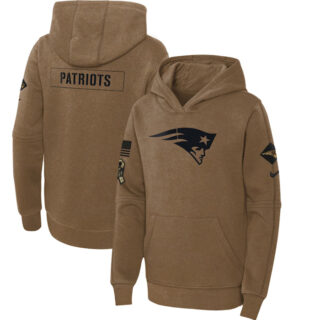 Youth New England Patriots 2023 Brown Salute To Service Pullover Hoodie