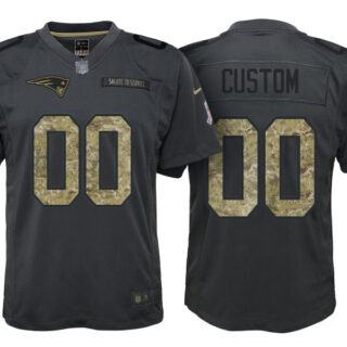 Youth New England Patriots Anthracite Customized Camo 2016 Salute to Service Jersey