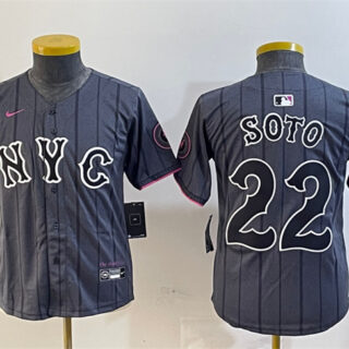 Youth New York Mets #22 Juan Soto Graphite 2024 City Connect Limited Stitched Baseball Jersey