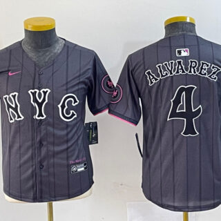 Youth New York Mets #4 Francisco Alvarez Graphite 2024 City Connect Limited Stitched Baseball Jersey