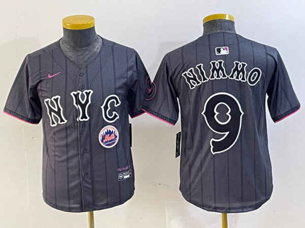 Youth New York Mets #9 Brandon Nimmo Graphite 2024 City Connect Limited Stitched Baseball Jersey
