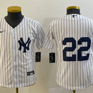 Youth New York Yankees #22 Harrison Bader White Cool Base Stitched Baseball Jersey