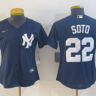 Youth New York Yankees #22 Juan Soto Navy Stitched Baseball Jersey