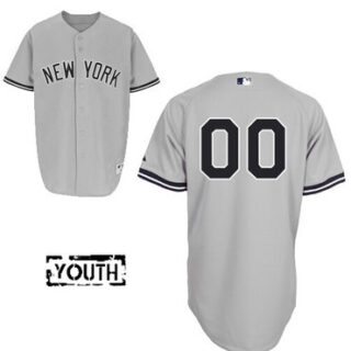 Youth New York Yankees Road Gray Authentic Customized Baseball Jersey