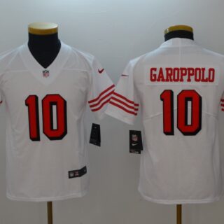 Youth Nike 49ers 10 Jimmy Garoppolo White Youth Color Rush Vapor Untouchable Limited Jersey