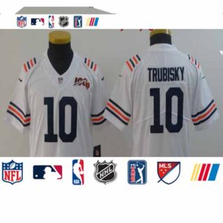 Youth Nike Bears 10 Mitchell Trubisky White Youth 2019 100th Season Alternate Classic Vapor Untouchable Limited Jersey