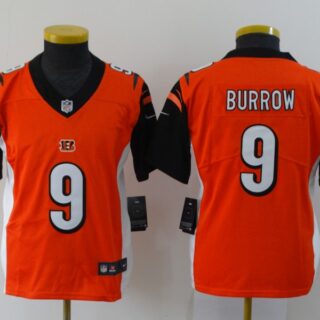 Youth Nike Bengals 9 Joe Burrow Orange Youth 2020 NFL Draft First Round Pick Vapor Untouchable Limited Jersey