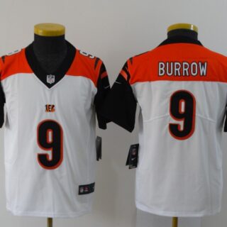 Youth Nike Bengals 9 Joe Burrow White Youth 2020 NFL Draft First Round Pick Vapor Untouchable Limited Jersey