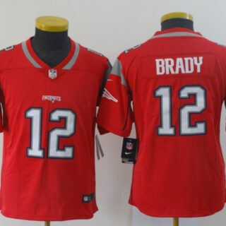 Youth Nike Patriots 12 Tom Brady Red Youth Inverted Legend Limited Jersey