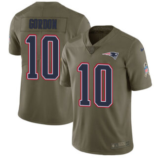 Youth Nike Patriots #10 Josh Gordon Olive Youth Stitched NFL Limited 2017 Salute to Service Jersey