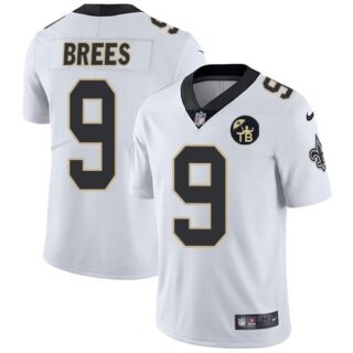 Youth Nike Saints 9 Drew Brees White Youth W Tom Benson Patch Vapor Untouchable Limited Jersey