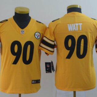 Youth Nike Steelers 90 T.J. Watt Gold Youth Inverted Legend Limited Jersey