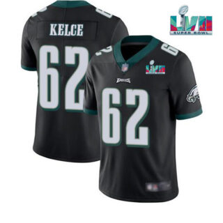 Youth Philadelphia Eagles #62 Jason Kelce Black Super Bowl LVII Patch Vapor Untouchable Limited Stitched Football Jersey