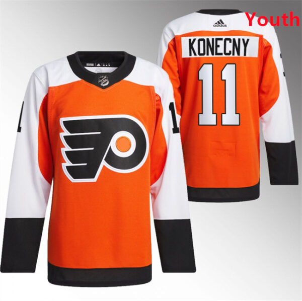 Youth Philadelphia Flyers #11 Travis Konecny 2023 24 Orange Stitched Jersey