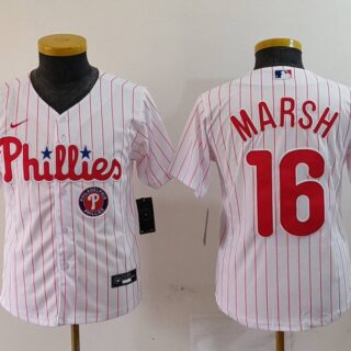 Youth Philadelphia Phillies #16 Brandon Marsh White Cool Base Stitched Baseball Jerseys