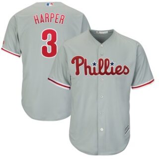 Youth Philadelphia Phillies #3 Bryce Harper Majestic Gray Jersey