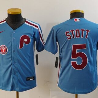 Youth Philadelphia Phillies #5 Bryson Stott Blue Cool Base Stitched Baseball Jerseys