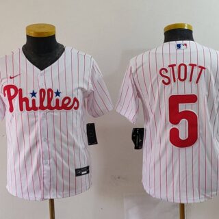 Youth Philadelphia Phillies #5 Bryson Stott White Cool Base Stitched Baseball Jerseys