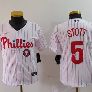 Youth Philadelphia Phillies #5 Bryson Stott White Cool Base Stitched Baseball Jerseys