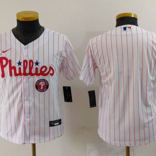 Youth Philadelphia Phillies Team White Cool Base Stitched Baseball Jerseys