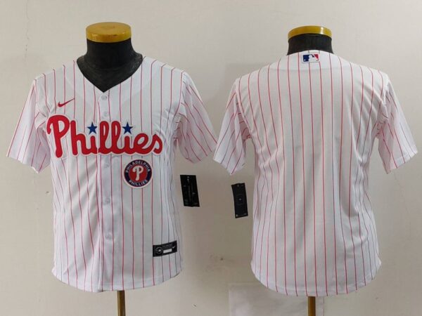 Youth Philadelphia Phillies Team White Cool Base Stitched Baseball Jerseys