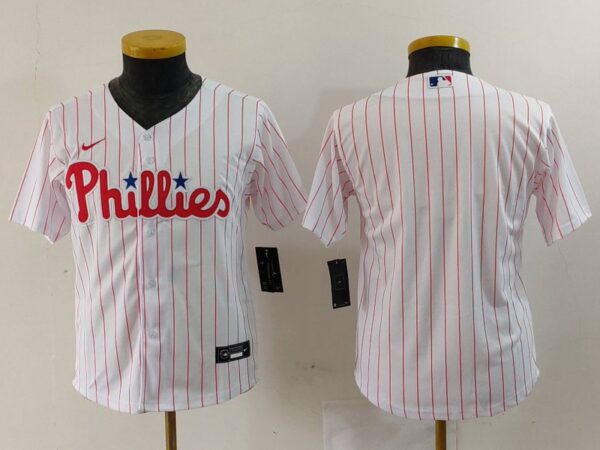 Youth Philadelphia Phillies Team White Cool Base Stitched Baseball Jersey
