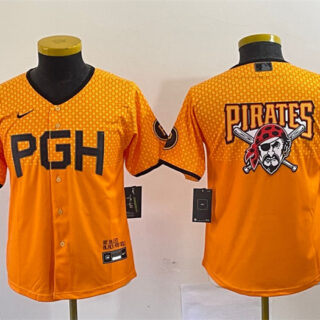 Youth Pittsburgh Pirates Gold 2023 City Connect Team Big Logo Stitched Jersey