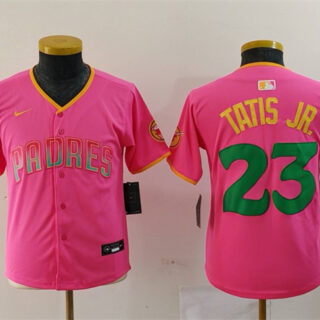 Youth San Diego Padres #23 Fernando Tatis Jr. Pink Stitched Baseball Jersey