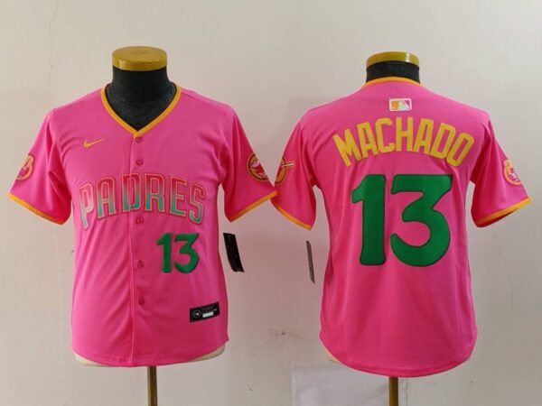 Youth San Diego Padres #3 Jackson Merrill Pink Stitched Baseball Jerseys