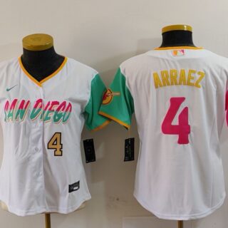 Youth San Diego Padres #4 Luis Arraez White City Connect Stitched Baseball Jerseys