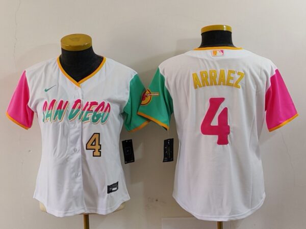 Youth San Diego Padres #4 Luis Arraez White City Connect Stitched Baseball Jerseys