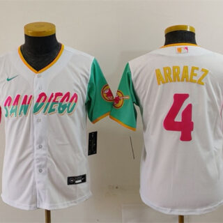 Youth San Diego Padres #4 Luis Arraez White City Connect Stitched Baseball Jersey