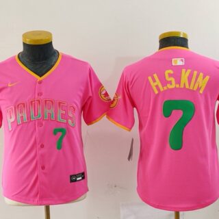 Youth San Diego Padres #7 Ha-Seong Kim Pink Stitched Baseball Jerseys