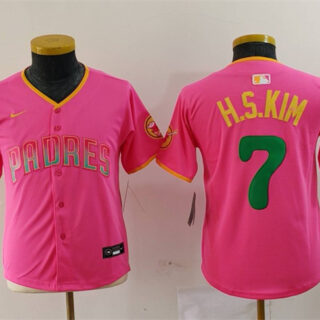 Youth San Diego Padres #7 Ha-Seong Kim Pink Stitched Baseball Jersey