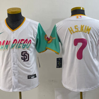 Youth San Diego Padres #7 Ha-Seong Kim White City Connect Stitched Baseball Jerseys
