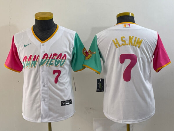 Youth San Diego Padres #7 Ha-Seong Kim White City Connect Stitched Baseball Jerseys