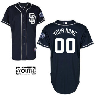 Youth San Diego Padres Authentic Customized Navy Blue Alternate Jersey