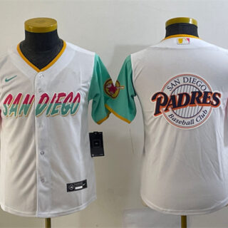 Youth San Diego Padres White Team Big Logo City Connect Stitched Baseball Jersey