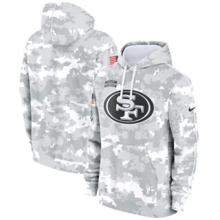Youth San Francisco 49ers 2024 White Gray Salute To Service Pullover Hoodie