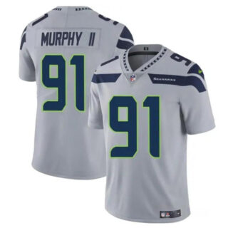 Youth Seattle Seahawks #91 Byron Murphy II Grey 2024 Draft Vapor Limited Stitched Football Jersey