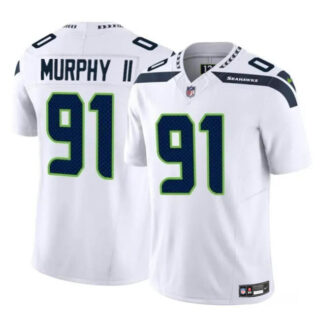 Youth Seattle Seahawks #91 Byron Murphy II White 2024 Draft F.U.S.E Vapor Limited Stitched Football Jersey