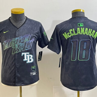 Youth Tampa Bay Rays #18 Shane McClanahan Charcoal 2024 City Connect Limited jerseys