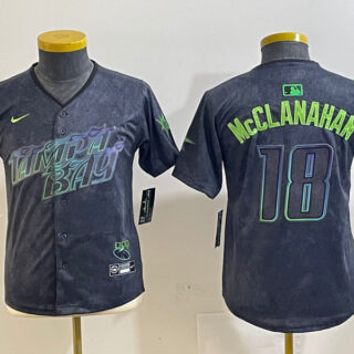 Youth Tampa Bay Rays #18 Shane McClanahan Charcoal 2024 City Connect Limited Jerseys