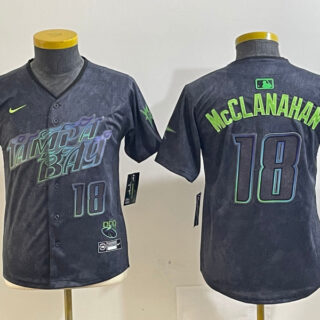 Youth Tampa Bay Rays #18 Shane McClanahan Charcoal 2024 City Connect Limited Jerseys