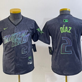 Youth Tampa Bay Rays #2 Yandy Díaz Charcoal 2024 City Connect Limited Stitched Baseball Jersey